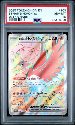 2025 POKEMON DRI EN-DESTINED RIVALS ULTRA RARE #209 ETHAN'S HO-OH EX PSA 10 - Image 1