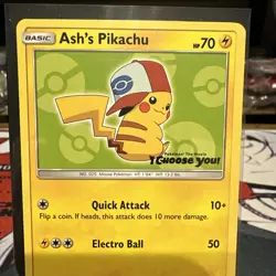 Pokemon Ash's Pikachu SM112 Promo Regular 70 HP Quick Attack Electro Ball +2more - Image 2