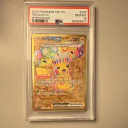Pokemon Pikachu ex 247/191 Sv08: Surging Sparks Hyper Rare Holo English PSA 10 - Image 1