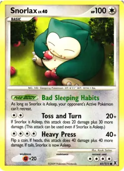 Pokemon TCG Snorlax 81/111 Rising Rivals Regular Common LP - Image 1