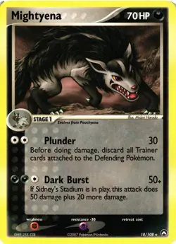 Pokemon TCG Mightyena 18/108 Power Keepers Regular LP - Image 1