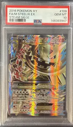 Pokemon M Steelix EX (Full Art) #109/114 XY - Steam Siege PSA 10 GEM MINT - Image 1