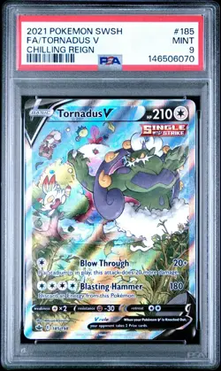 2021 POKEMON SWORD & SHIELD CHILLING REIGN #185 FA/TORNADUS V ALT ART PSA 9 - Image 1