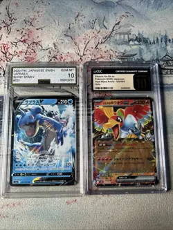 2 Graded Pokemon Japanese Slabs 2020 Laapras V #31 Ethan’s Ho-oh Ex - Image 1