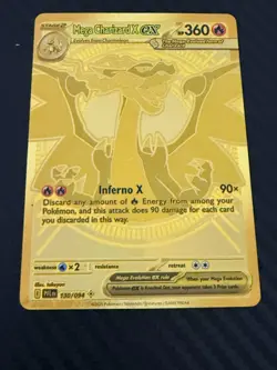 Mega Charizard X ex Gold Hyper Rare 130/094 Pokemon Phantasmal Flames English NM - Image 3