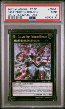 2012 YuGiOh 1st Edition Neo Galaxy Photon Dragon Ultimate Rare EN041 PSA 9 MINT - Image 1