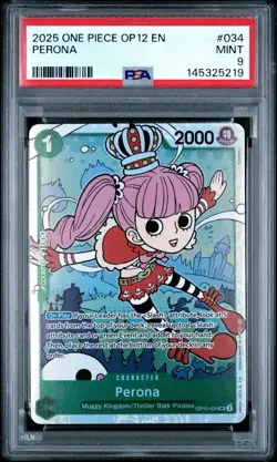 2025 ONE PIECE OP12-LEGACY OF THE MASTER #034 PERONA PSA 9 SR Foil - Image 1