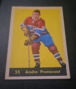 1960-61 Parkhurst #55 Andre Pronovost New York Rangers NHL Hockey Card Vintage - Image 4