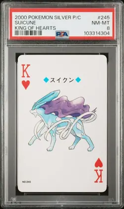 PSA 8 POKEMON PLAYING CARD SUICUNE KING HEARTS 2000 POKEMON CENTER SILVER 377 - Image 1