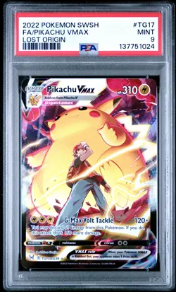 2022 POKEMON SWORD & SHIELD LOST ORIGIN #TG17 FULL ART/PIKACHU VMAX PSA 9 - Image 1
