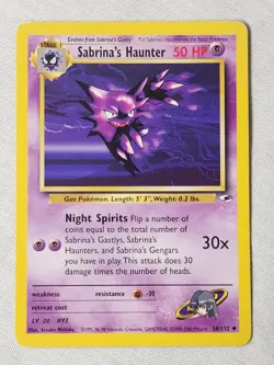 Played (MP) Sabrina's Haunter - Non-Holo #58 Gym Heroes Pokemon TCG - Image 1