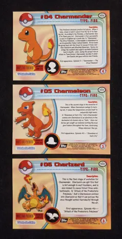 1999 Topps Pokemon Lot of 3: #4 Charizard - #5 Charmeleon - #6 Charmander - Image 4