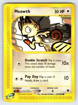 Meowth 121/165 2002 Expedition Pokemon Card TCG WOTC Vintage Nintendo - Lp - Image 1
