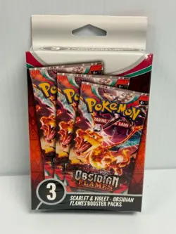 Pokemon Scarlet & Violet OBSIDIAN FLAMES 3 Booster Pack HANGER 2025 New & Sealed - Image 1