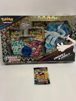 Pokemon Crown Zenith UNOWN V & LUGIA V Special Collection Box + 1 BOOSTER PACK - Image 1