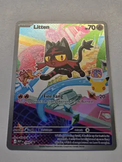 Litten 044 IR Pokemon Black Star Promo Full Art Illustration Rare Pokemon 30th - Image 2