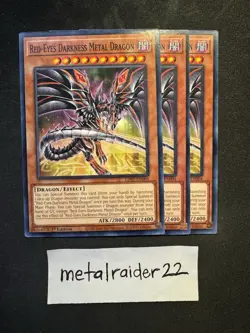 Yugioh 3x Red-Eyes Darkness Metal Dragon LDS1-EN004 Near Mint 1st Edition - Image 1