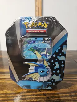 SEALED Pokemon Trading Card Game: Evolutions Tin - Vaporeon 820650809057 - Image 1