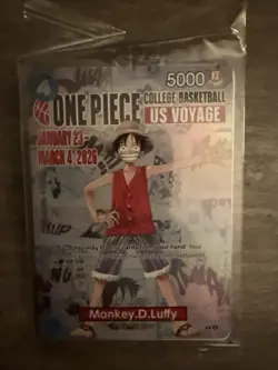 🔥One Piece Monkey D. Luffy US Voyage College Basketball Promo Card - SEALED🔥 - Image 1