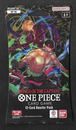 One Piece WINGS OF THE CAPTAIN English Sleeved Booster Pack Sealed 12-Cards OP06 - Image 1