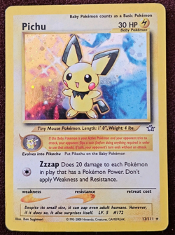 Pokemon Pichu 12/111 Neo Genesis Holo Rare Unlimited Basic Card - Image 1