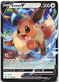 Eevee V 108/159 Holo V Rare Crown Zenith Pokemon Near Mint - Image 1