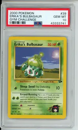 Erika's Bulbasaur PSA 10 - 2000 Pokemon Gym Challenge Unlimited #39 - GEM MINT - Image 1