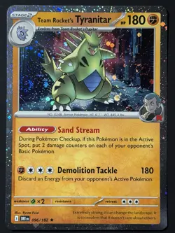 Team Rockets Tyranitar 096/182 Cosmos Holo, Double Swirl 🌀 NM Pokemon TCG DRI - Image 1