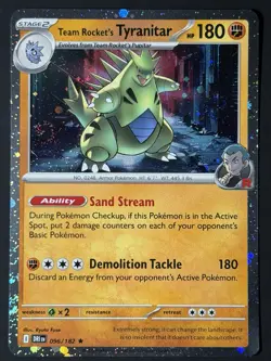 Team Rockets Tyranitar 096/182 Cosmos Holo, Double Swirl 🌀 NM Pokemon TCG DRI - Image 3