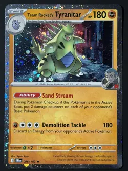 Team Rockets Tyranitar 096/182 Cosmos Holo, Double Swirl 🌀 NM Pokemon TCG DRI - Image 4