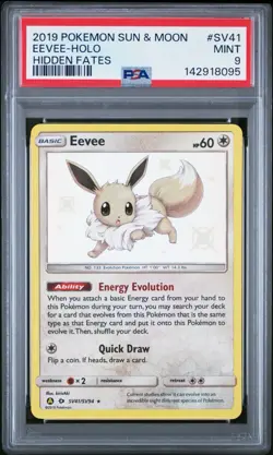 Pokemon Eevee SV41/SV94 Hidden Fates: Shiny Vault Holo PSA 9 - Image 1