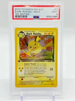 PSA 9 MINT 2000 Dark RAICHU 1st edition HOLO Pokemon Team Rocket 83/82 SECRET - Image 1