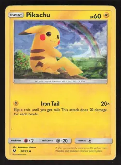 Pokemon TCG Shining Legends Cracked Ice Holo Pikachu #28/73 - Image 1