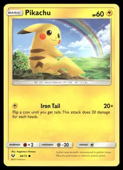 Pikachu 28/73 Common Shining Legends Pokemon Lightly Played - Image 1