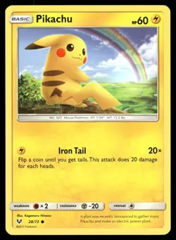 Pikachu 28/73 Common Shining Legends Pokemon Moderately Played - Image 1