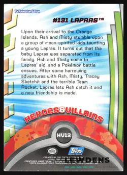 Lapras - HV13 - Topps Pokemon Series 3 TV Animation Heroes & Villains - MP - Image 2