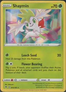 Pokemon SHAYMIN 015/185 Vivid Voltage - RARE HOLO - LP - Image 1