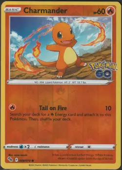 Pokemon Charmander #008/078 English Pokemon Go Reverse Holo MP - Image 1