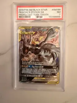 Pokemon Pikachu & Zekrom GX SM168 Black Star Promo Holo TAG TEAM PSA 7 2019 - Image 1