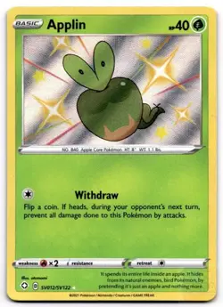 Applin SV012/SV122 Shiny Rare Shining Fates Shiny Vault Pokemon Holo Near Mint - Image 1