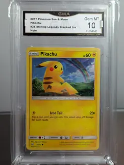 2017 Pokemon Shining Legends #28 Pikachu Holo Cracked Ice GMA 10 - Image 1