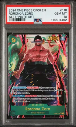 2024 ONE PIECE OP06-WINGS OF THE CAPTAIN ALTERNATE ART #118 RORONOA ZORO PSA 10 - Image 1