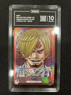 Graded One Piece TCG Sanji PRB01-001 Alternate Art Leader, TAG 10 - Image 1