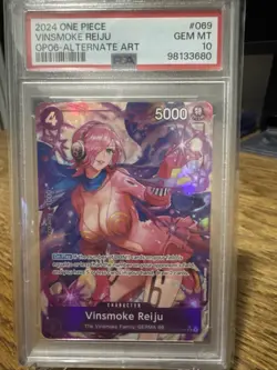 Bandai Vinsmoke Reiju OP06-069 Alternate Art Foil Super Rare PSA 10 One Piece - Image 1