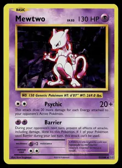 Pokemon Card - Mewtwo Evolutions 51/108 Rare 2016 Cracked Ice Holo - Image 1
