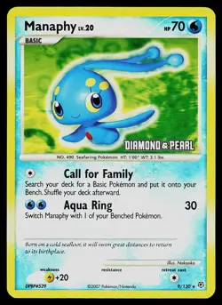 Pokemon Card - Manaphy Burger King Promos 009/130 Holo Reverse Holo Promo - Image 1
