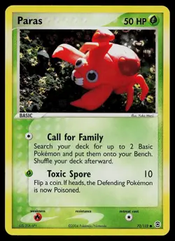 Pokemon Card - Paras FireRed & LeafGreen 72/112 Reverse Holo Common - Image 1