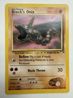 Pokemon Card Gym Heroes Brock's Onix 69/132 Common LP - Image 1
