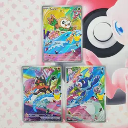 Rowlett 043 + Litten 044 + Popplio 045 - First Partner Pokemon Cards #L266 - Image 1