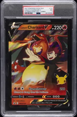 2021 POKEMON SWSH BLACK STAR PROMO #133 LANCE'S CHARIZARD V PSA 7 - Image 1